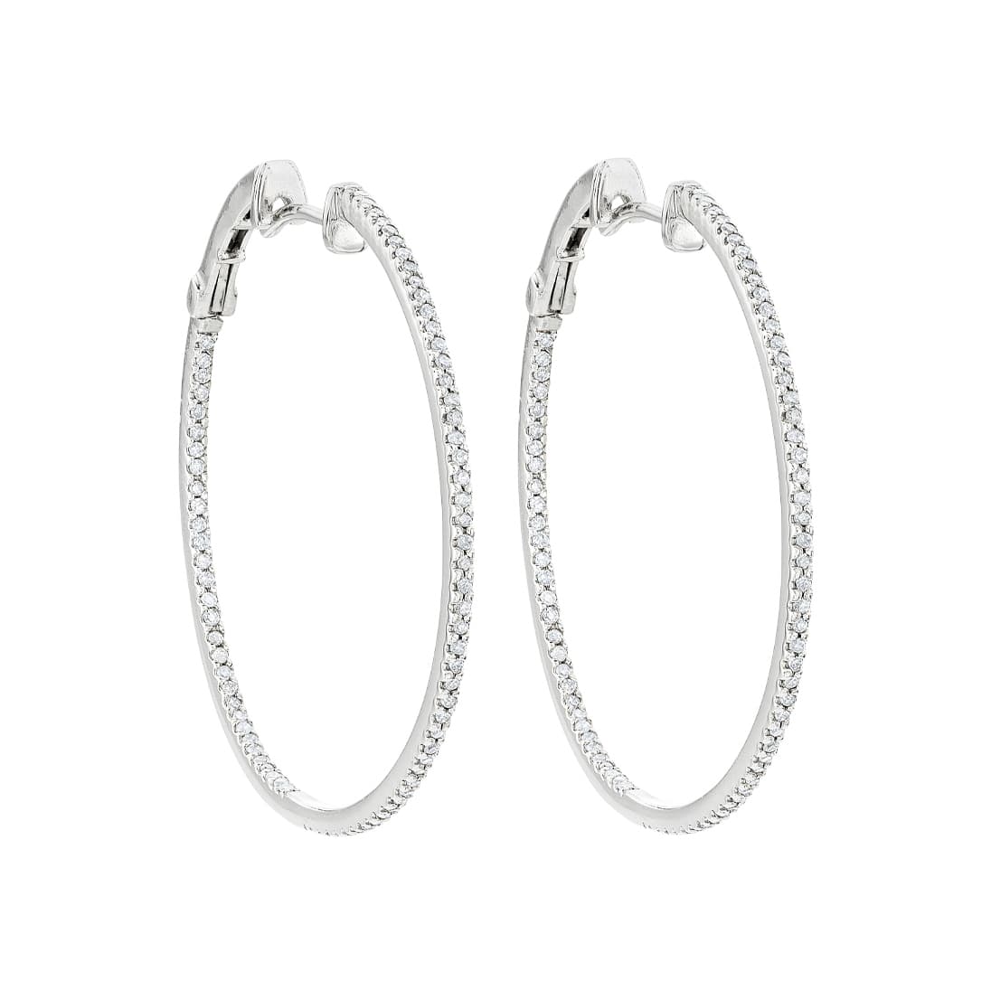 White Gold 0.50 CTW Diamond 36mm Hoop Earrings 0