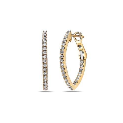 Charles Krypell 24mm Yellow Gold and Diamond V-Hoop Earrings