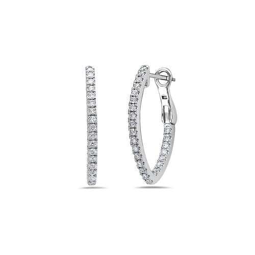 Charles Krypell 24mm White Gold and Diamond V-Hoop Earrings 0