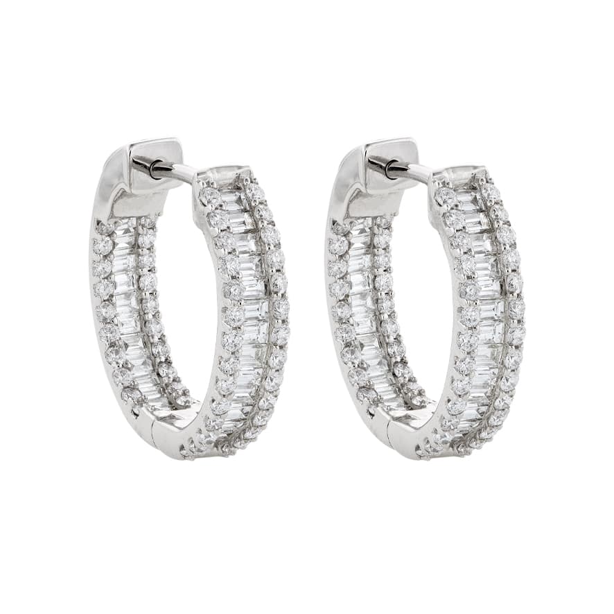 1.88 CTW 18mm In and Out Diamond Hoop Earrings 0