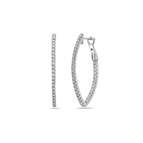 Charles Krypell 35mm White Gold and Diamond V-Hoop Earrings