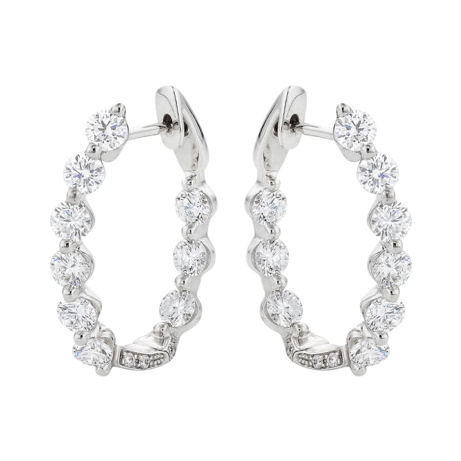 2.72CTW In and Out Oval Shaped Hoop Earrings 17mm