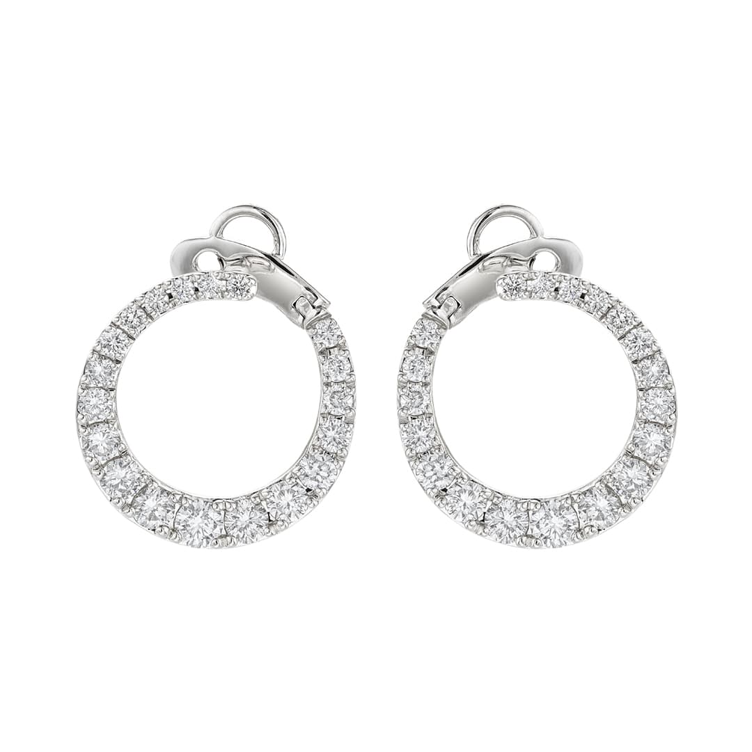 14K White Gold Diamond Bypass Hoop Earring 0