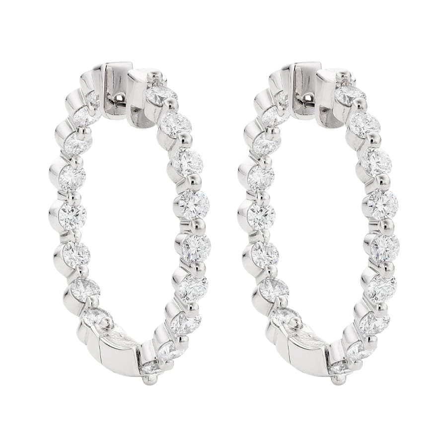 4.93 CTW In and Out Hoop Earrings 32mm 0