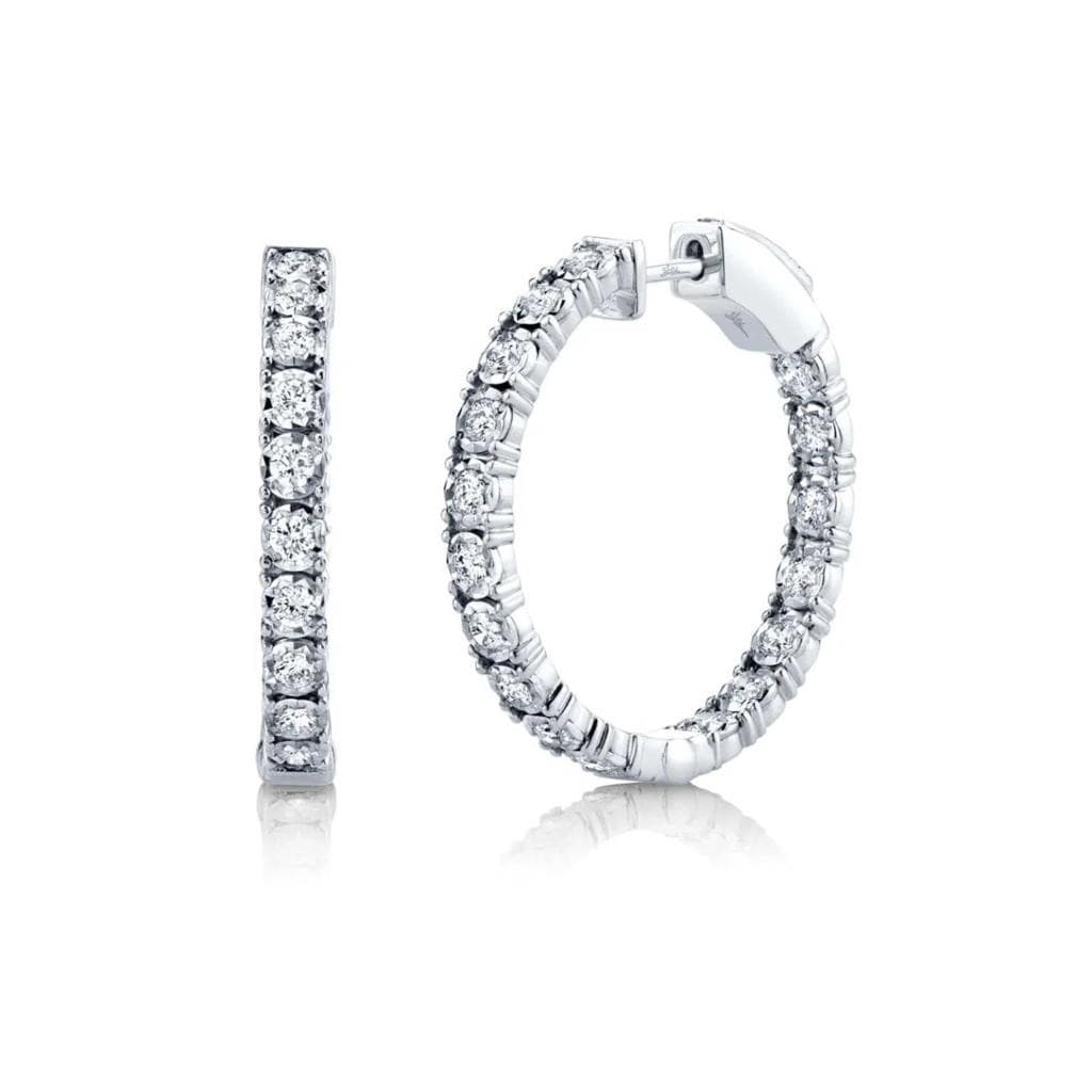 25mm In Out Diamond Hoop Earrings in White Gold