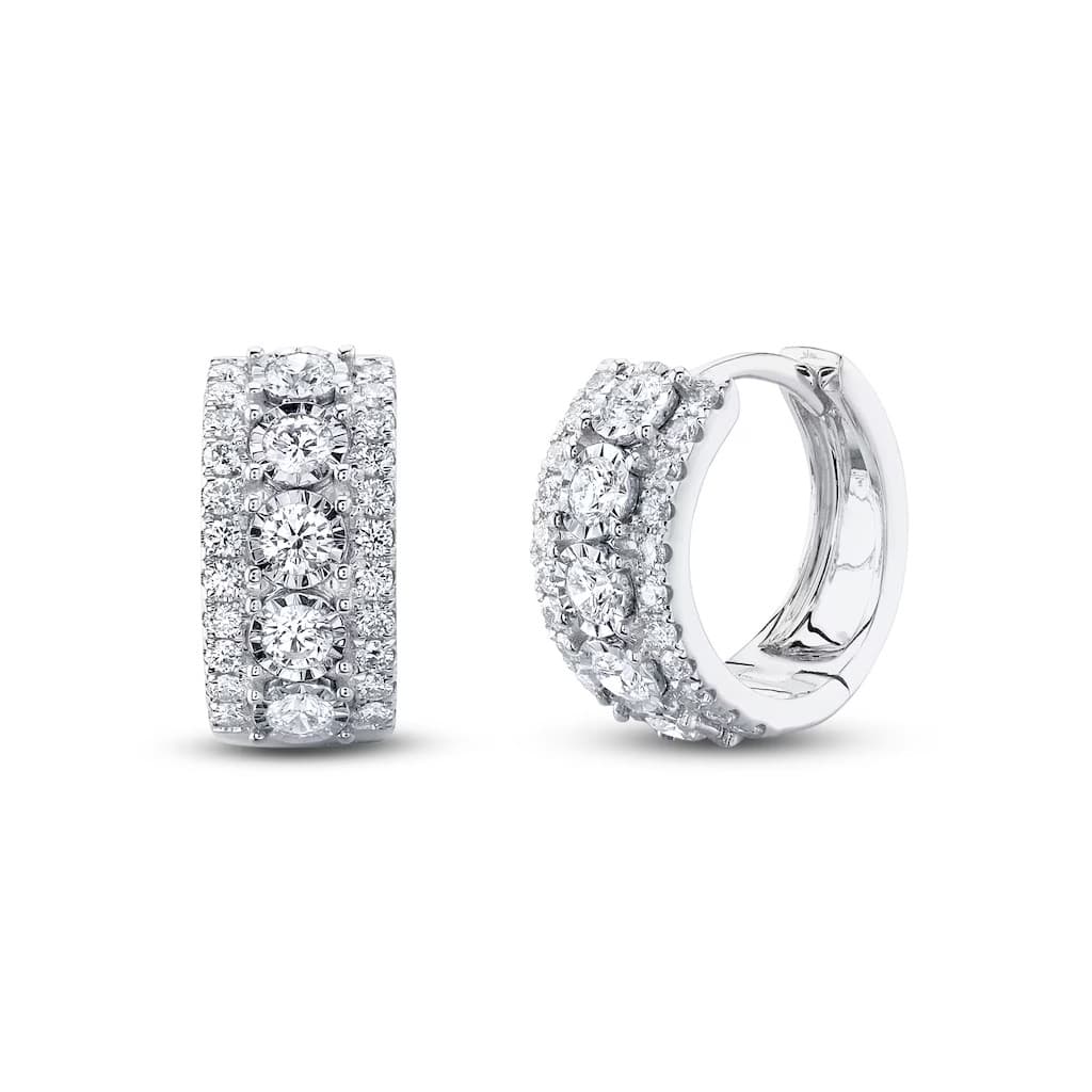 White Gold 15mm Diamond Huggie Hoops