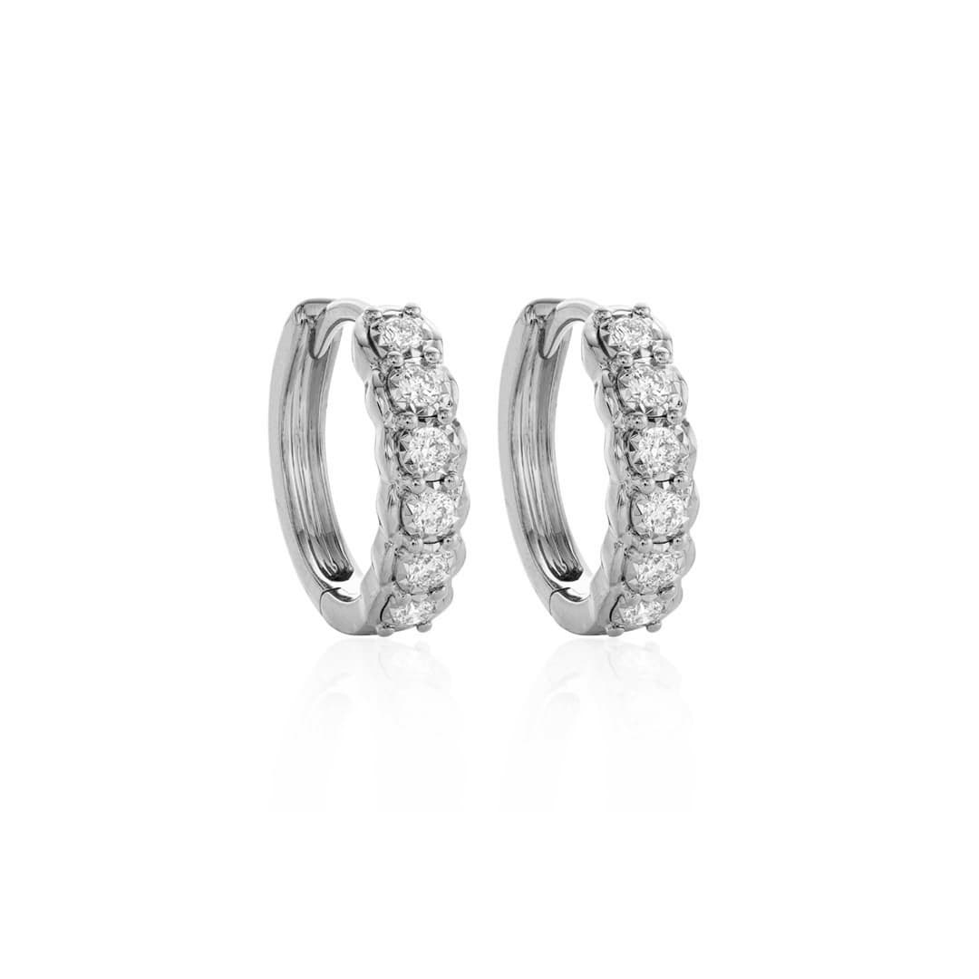 White Gold 14mm Diamond Hoops