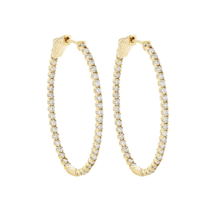 1.90 CTW Oval in and Out Diamond Hoop Earrings