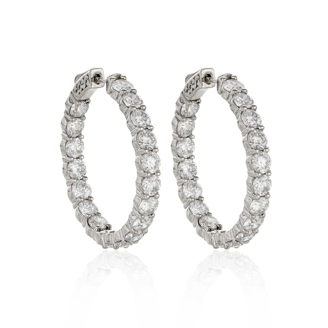 8.42ctw White Gold Diamond 30mm Hoop Earrings