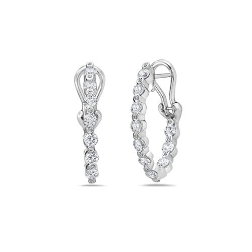 Charles Krypell 26mm White Gold Diamond Pop Hoop Earrings