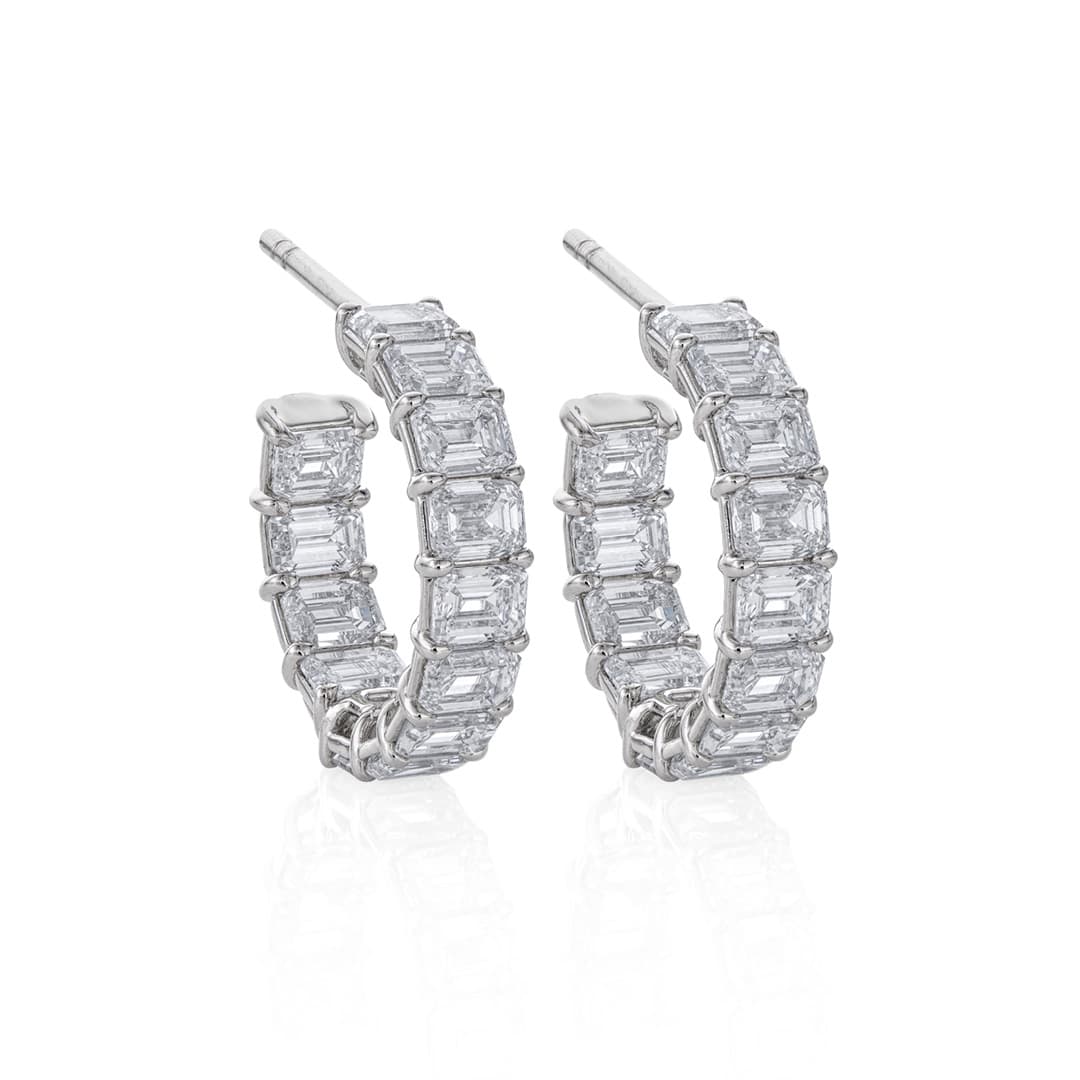 6.31 CTW Emerald Cut Diamond In/Out Hoop Earrings