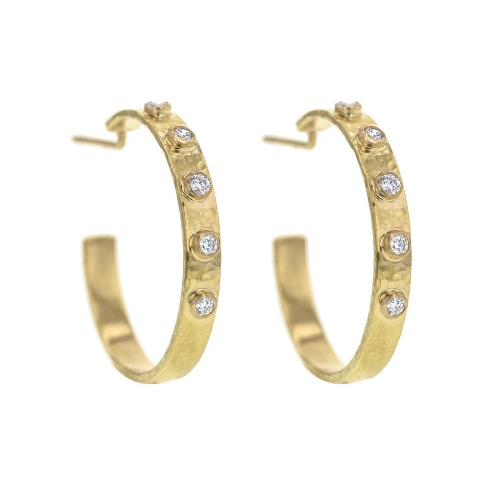 Elizabeth Locke 28mm Diamond Ribbon Hoop Earrings