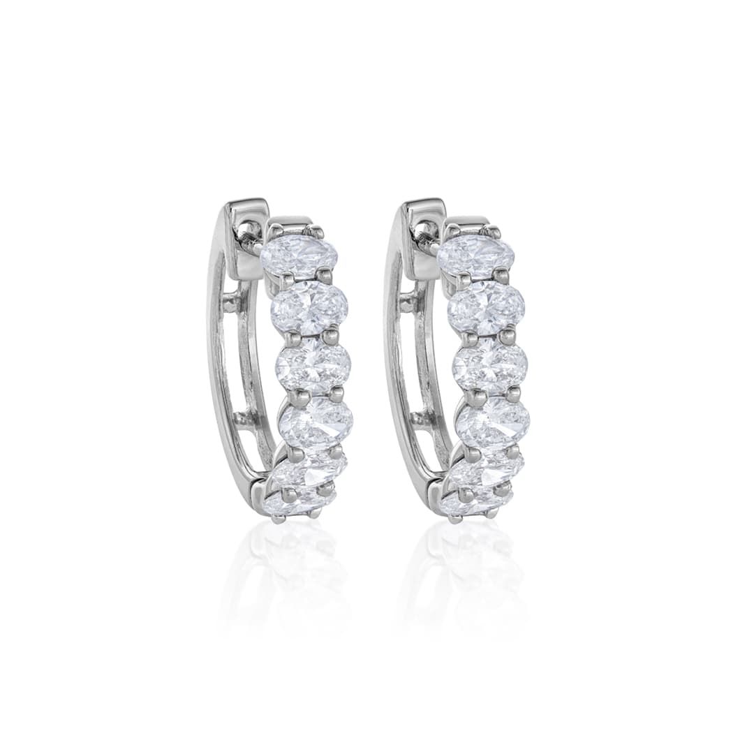 16mm White Gold 1.20 CTW Diamond Hoop Earrings