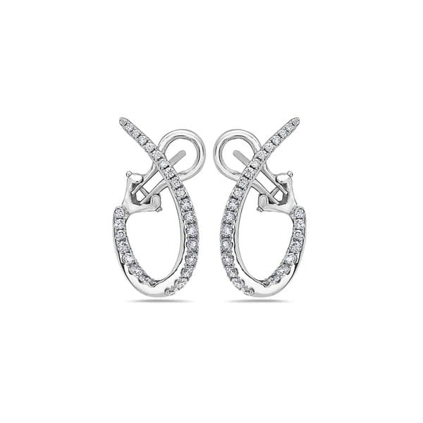 Charles Krypell White Gold and Diamond Twisted Hoop Earrings