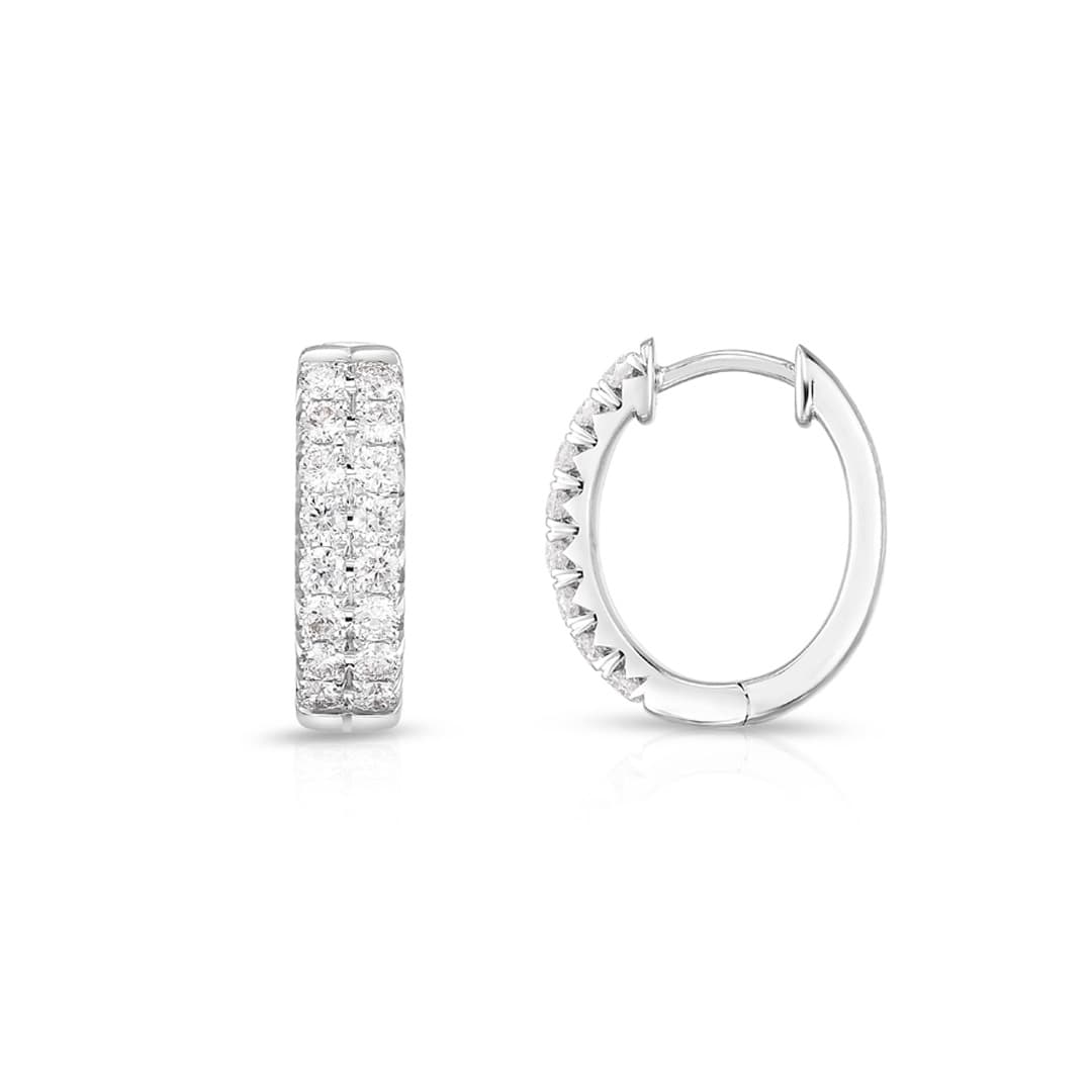 15mm Double Row Diamond Hoop Earrings 0