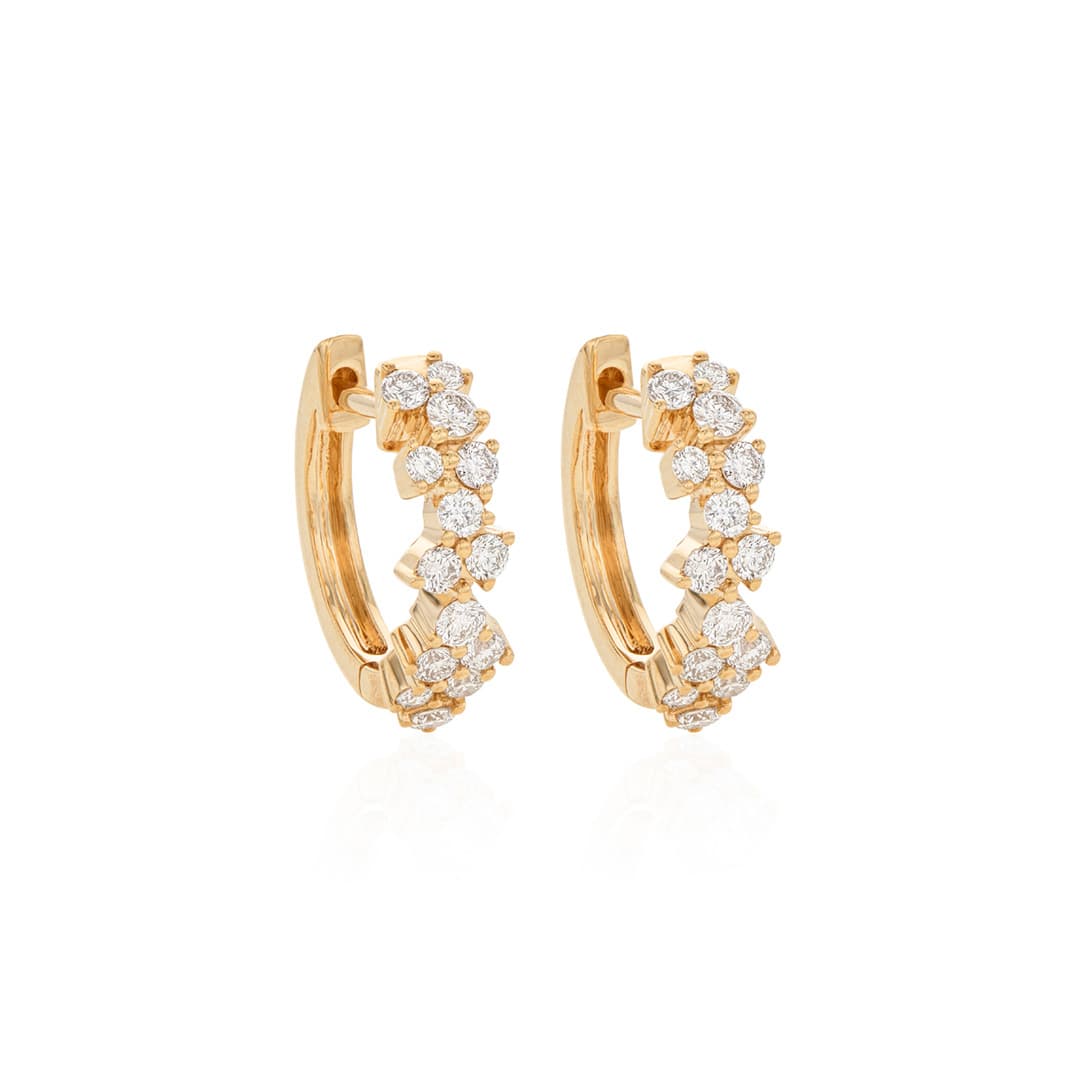 Scattered Diamond Huggie Hoop Earrings 0