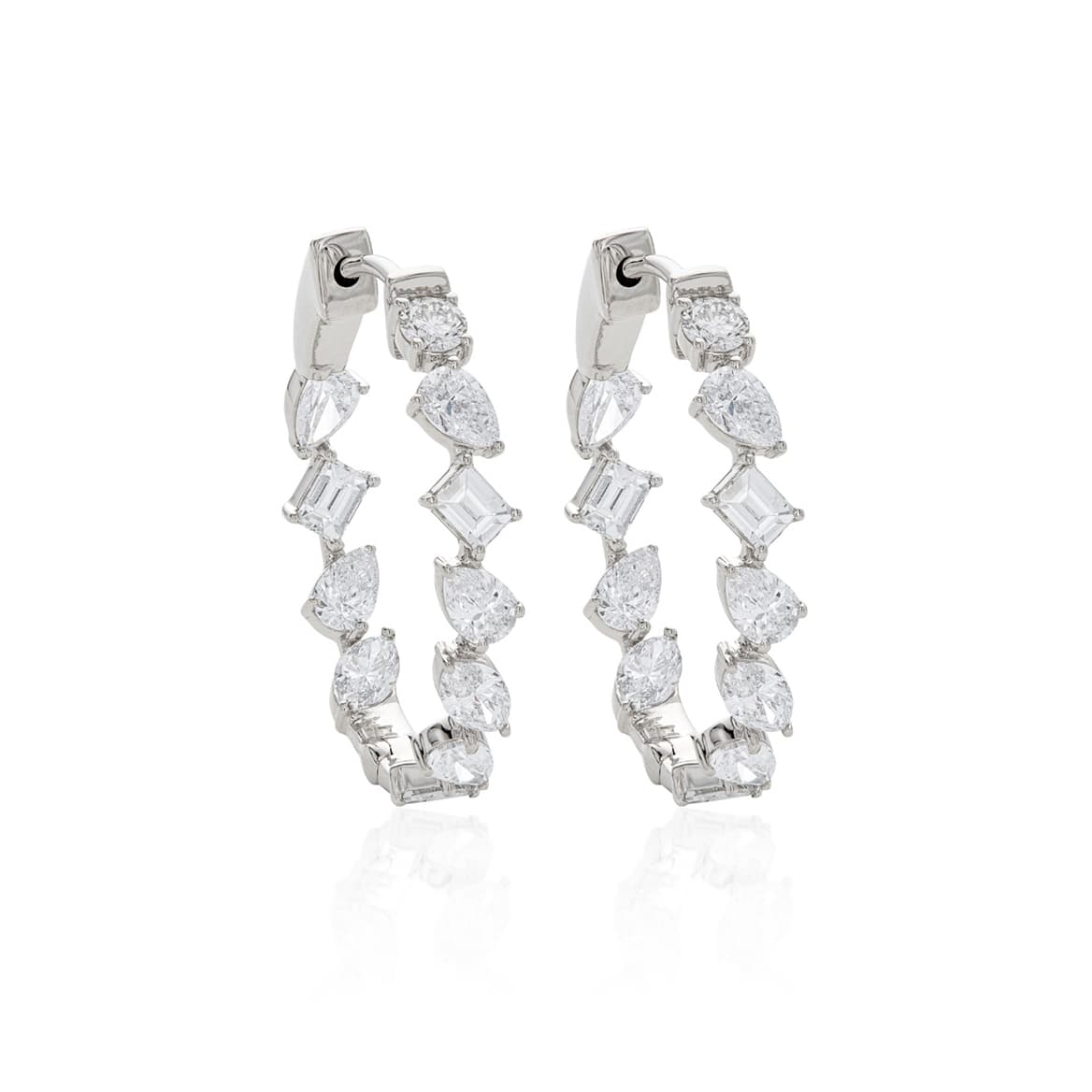 2.79 CTW Mixed Shape Diamond In and Out Hoop Earrings 0