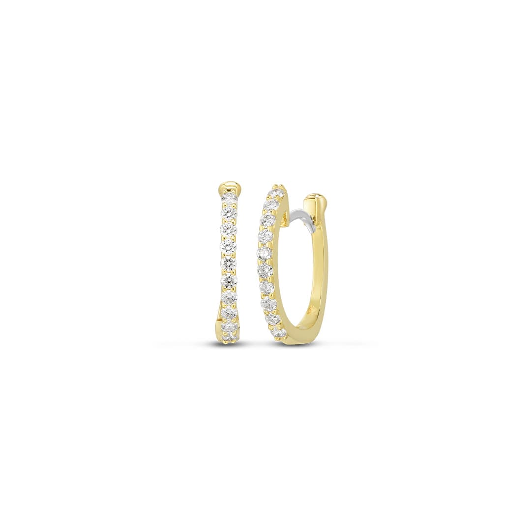 Roberto Coin Pave Diamond Huggie Hoop Earrings