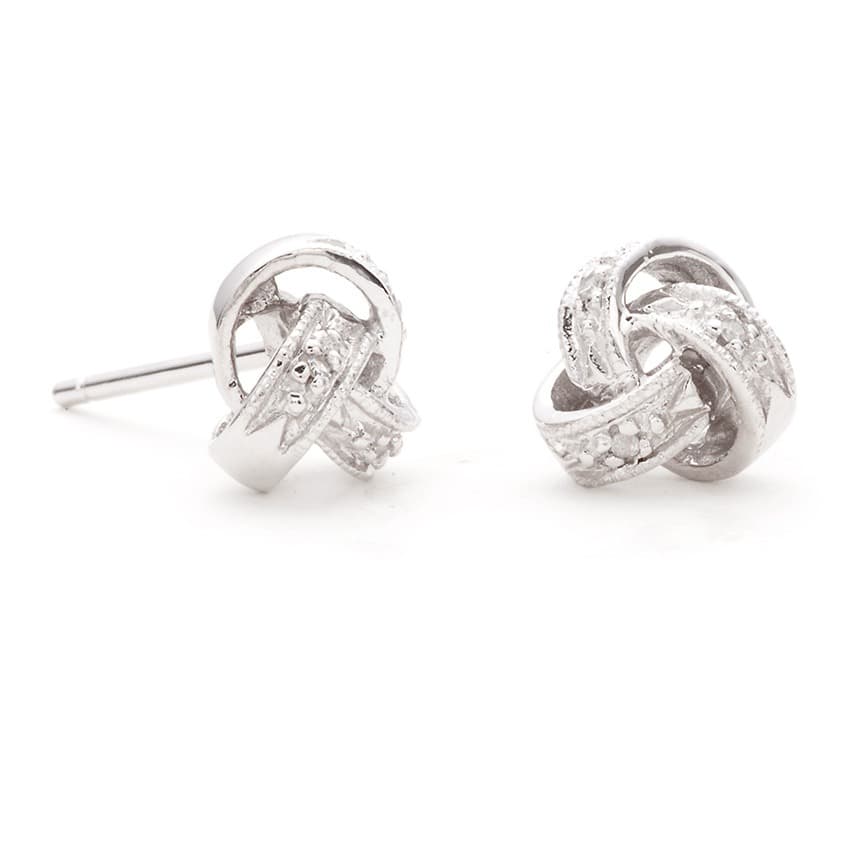  White Gold & Diamond Love Knot Post Earrings_2