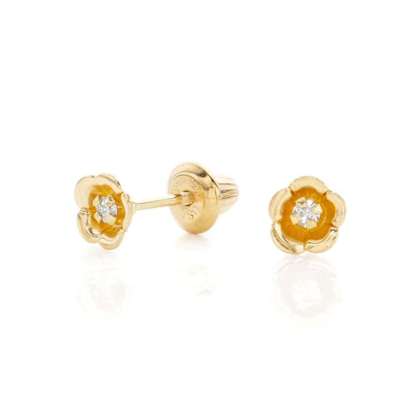 Child's Diamond Flower Earrings