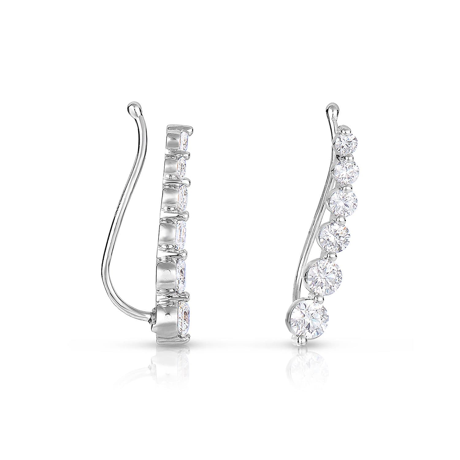 White Gold 1.00 CTW Round Diamond Ear Crawlers 0