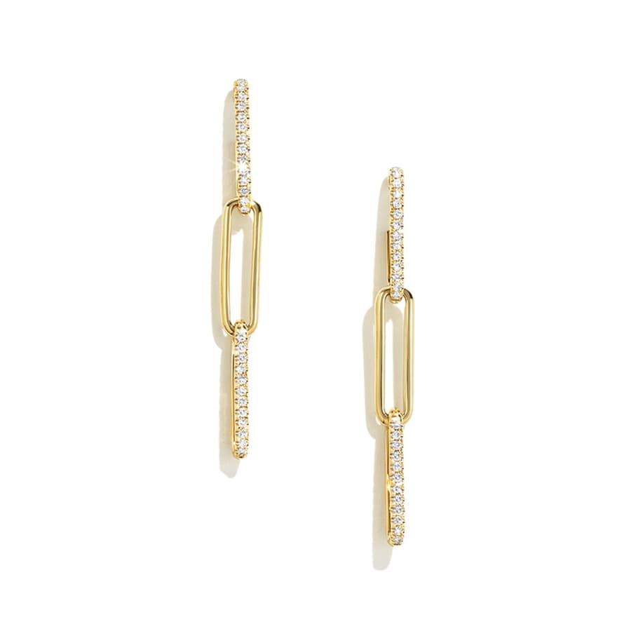 Yellow Gold Diamond Link Drop Earrings