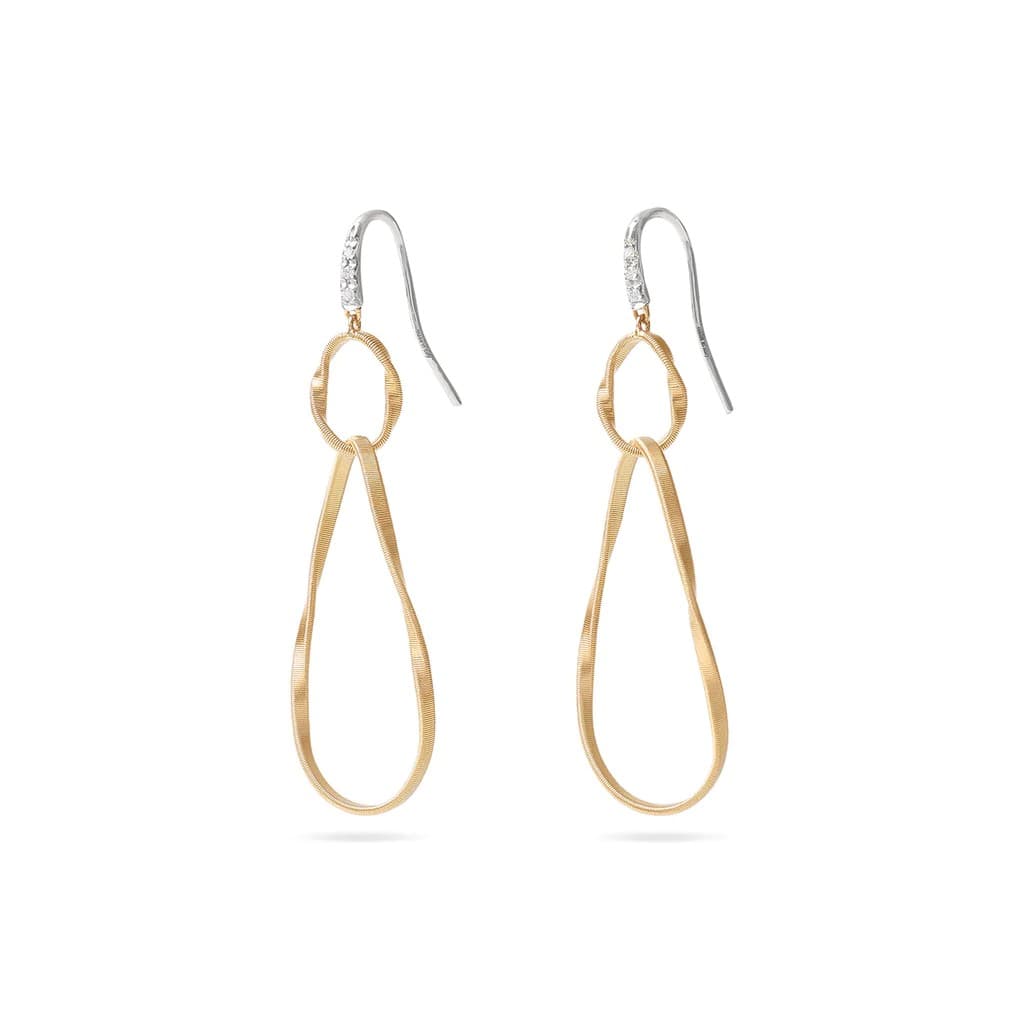 Marco Bicego Marrakech Onde Collection 18K Yellow Gold and Diamond Double Drop Hook Earring 0