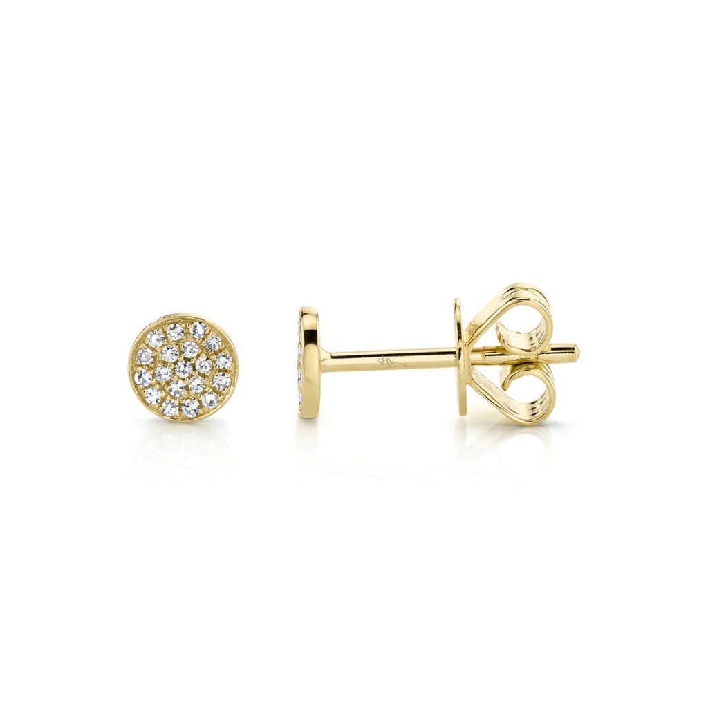 5mm Yellow Gold Diamond Disc Stud Earrings