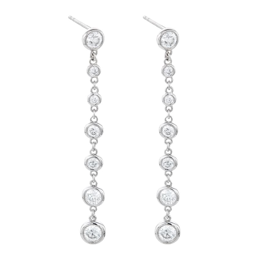 Bezel Set Graduating Diamond Drop Earrings 0