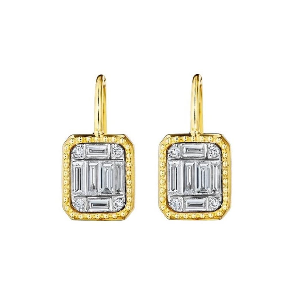 Penny Preville Yellow Gold Rectangular Cluster Earrings