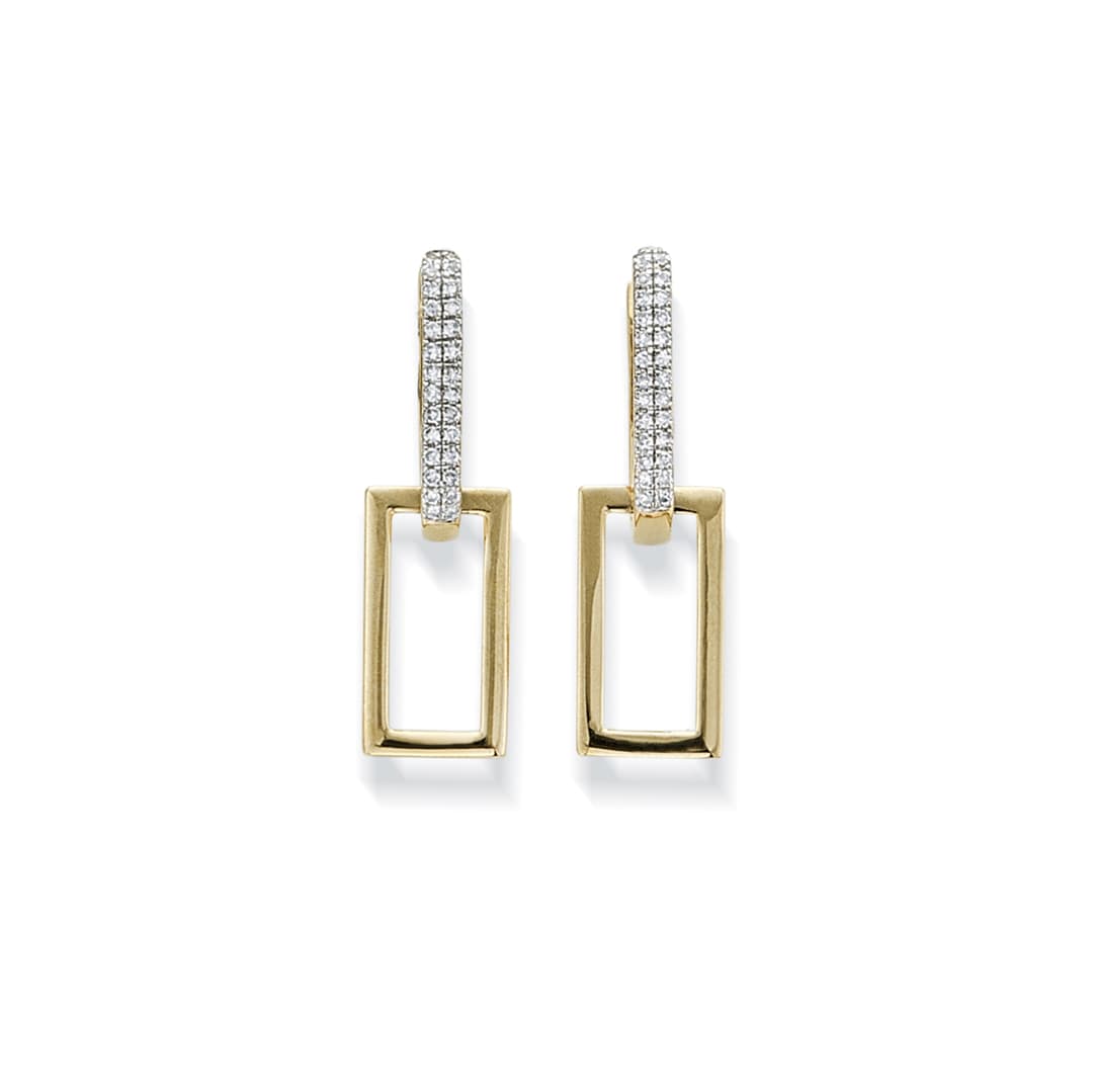 Rectangle Drop Earrings with Diamonds 0