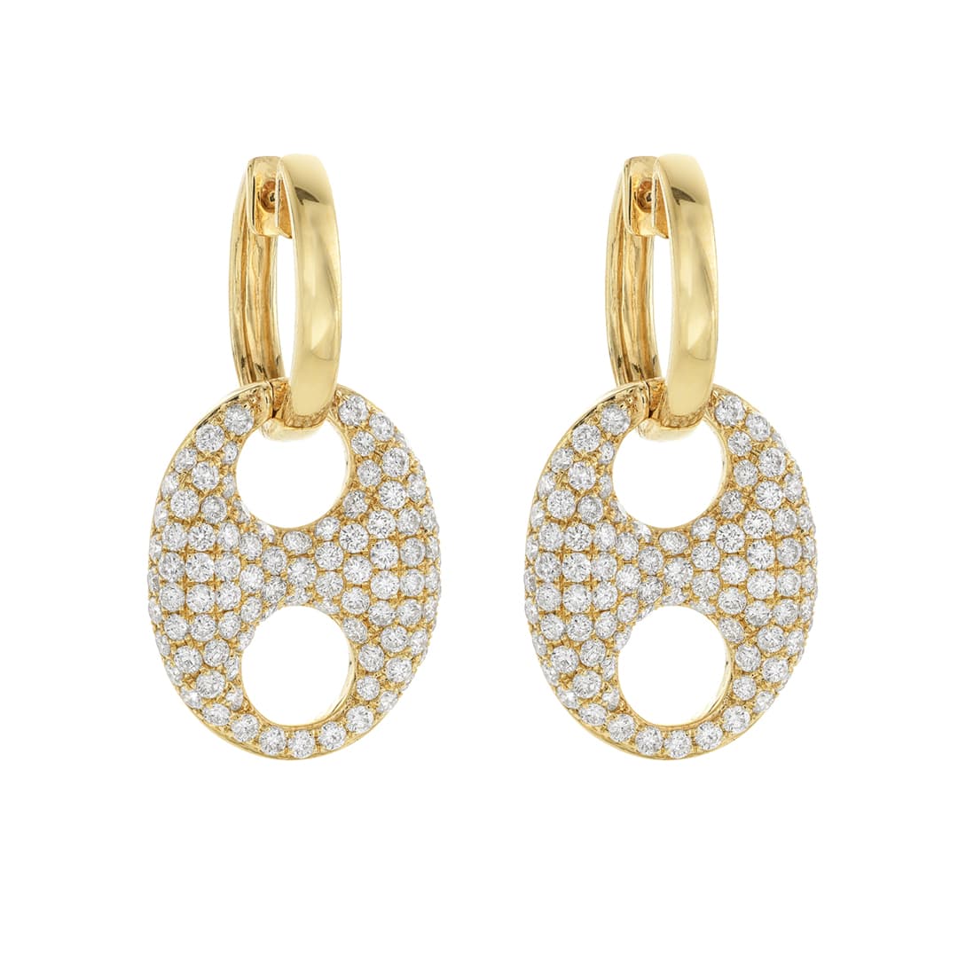 Diamond Mariner Link Drop Hoop Earrings