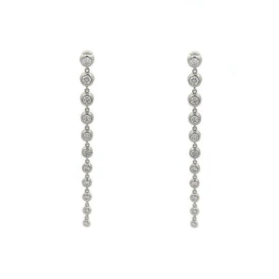 Charles Krypell Graduated Bezel Diamond Linear Earrings 0