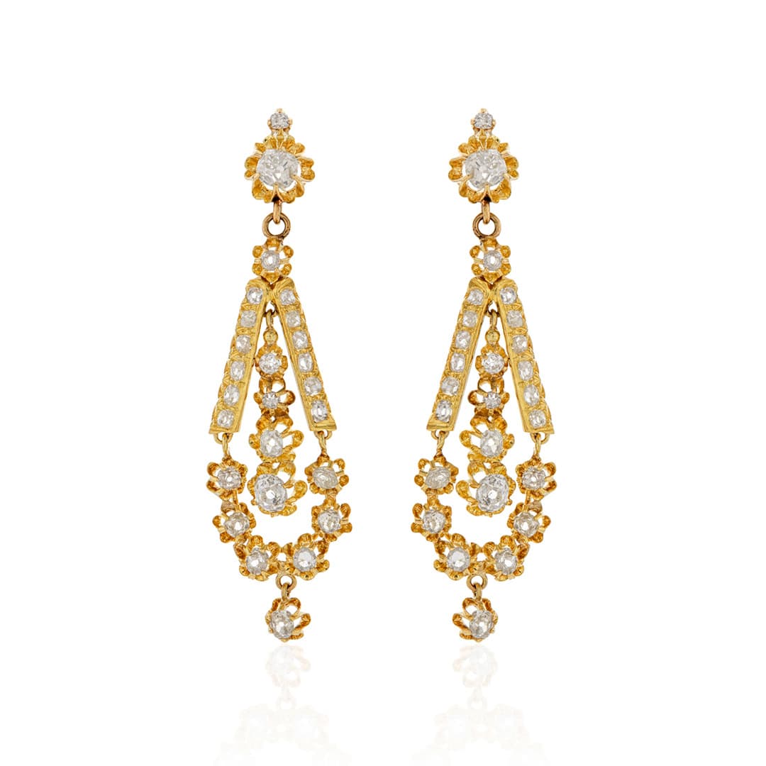 Estate Collection 1880's Chandelier Diamond Earrings