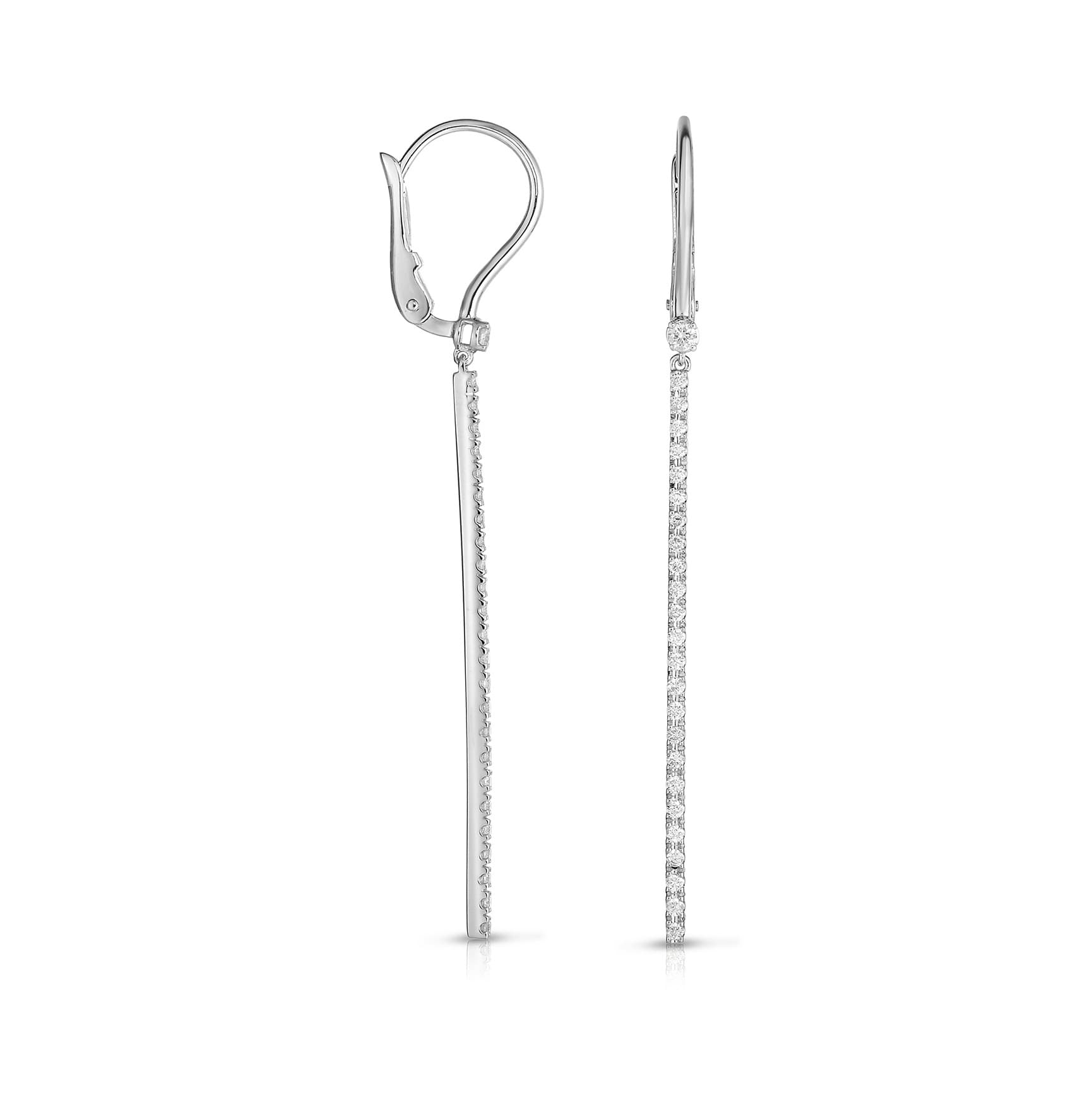 White Gold Diamond Matchstick Dangle Earrings