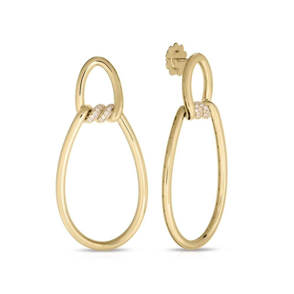 Roberto Coin Cialoma Yellow Gold Diamond Door-Knocker Earrings