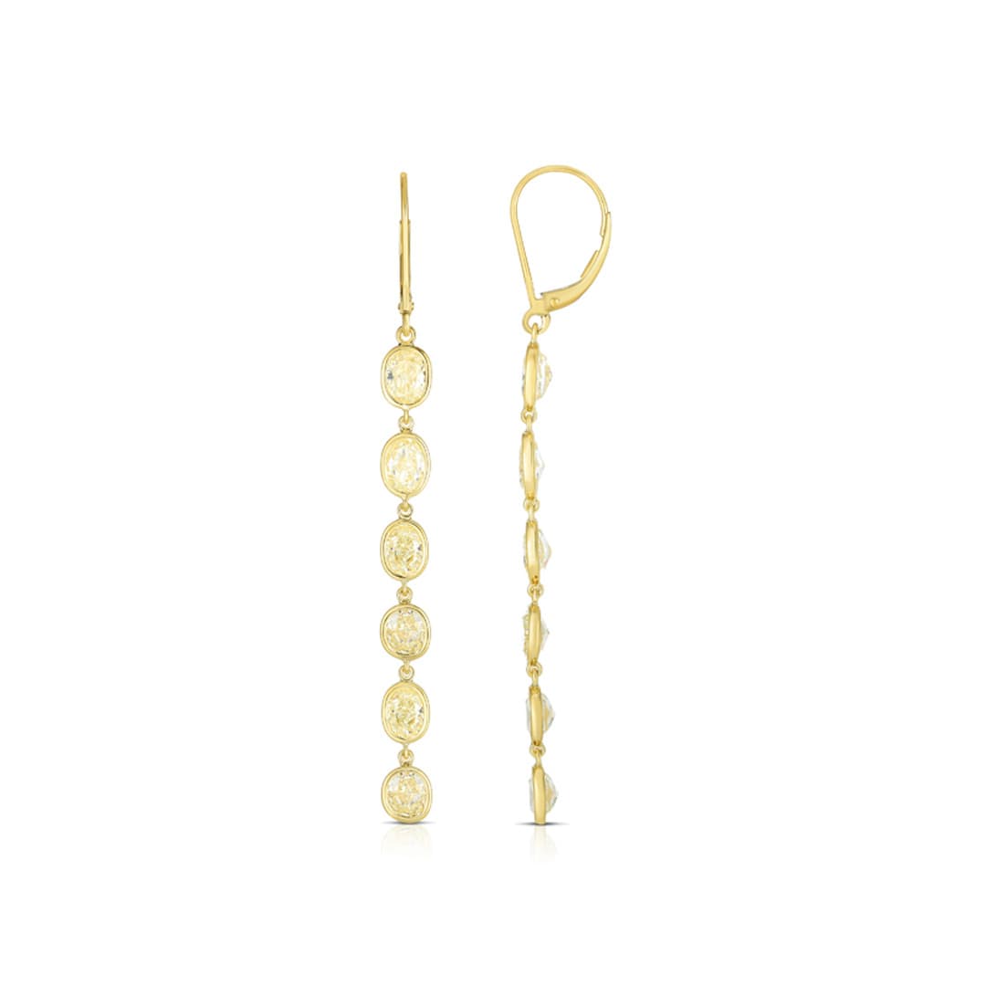 Oval Shape Fancy Yellow Diamond Dangle Earrings