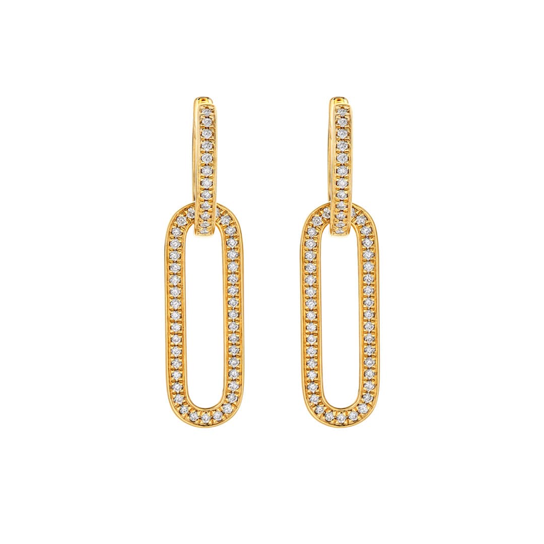 Convertible Oval Link Diamond Dangle Earrings 0