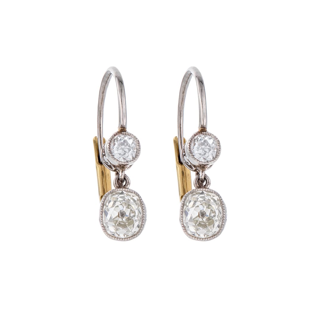 Estate Collection 1.35 CTW Double Diamond Dangle Earrings