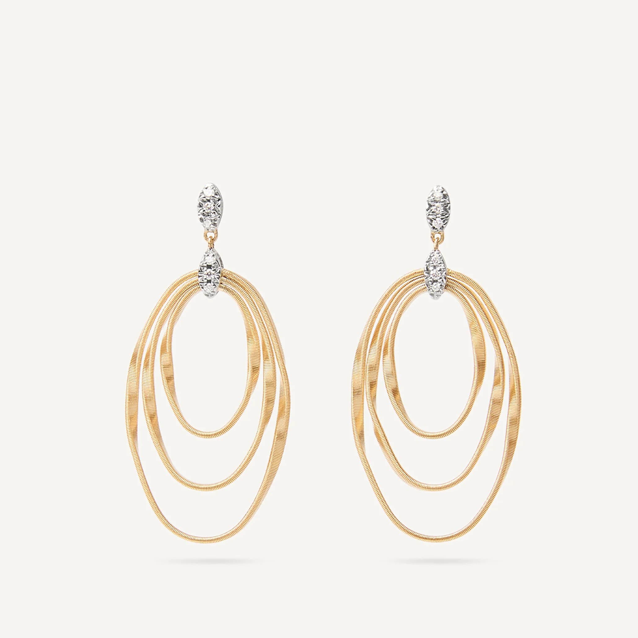 Marco Bicego Marrakech Onde Concentric Dangle Earrings with Diamonds