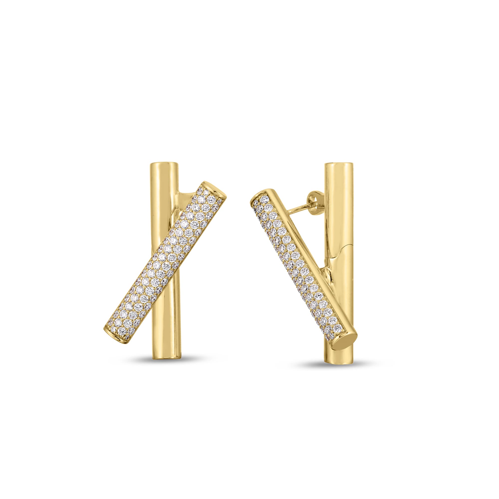 Roberto Coin Domino Diamond Crossover Earrings