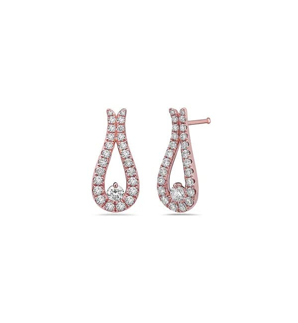 Charles Krypell Rose Gold and Diamond Teardrop Loop Earrings 0