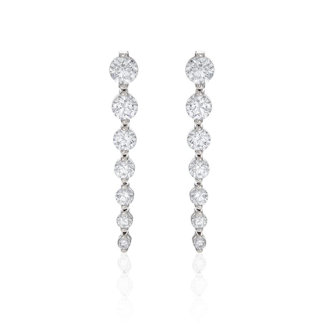 Linear Graduated Diamond Dangle Earrings 0