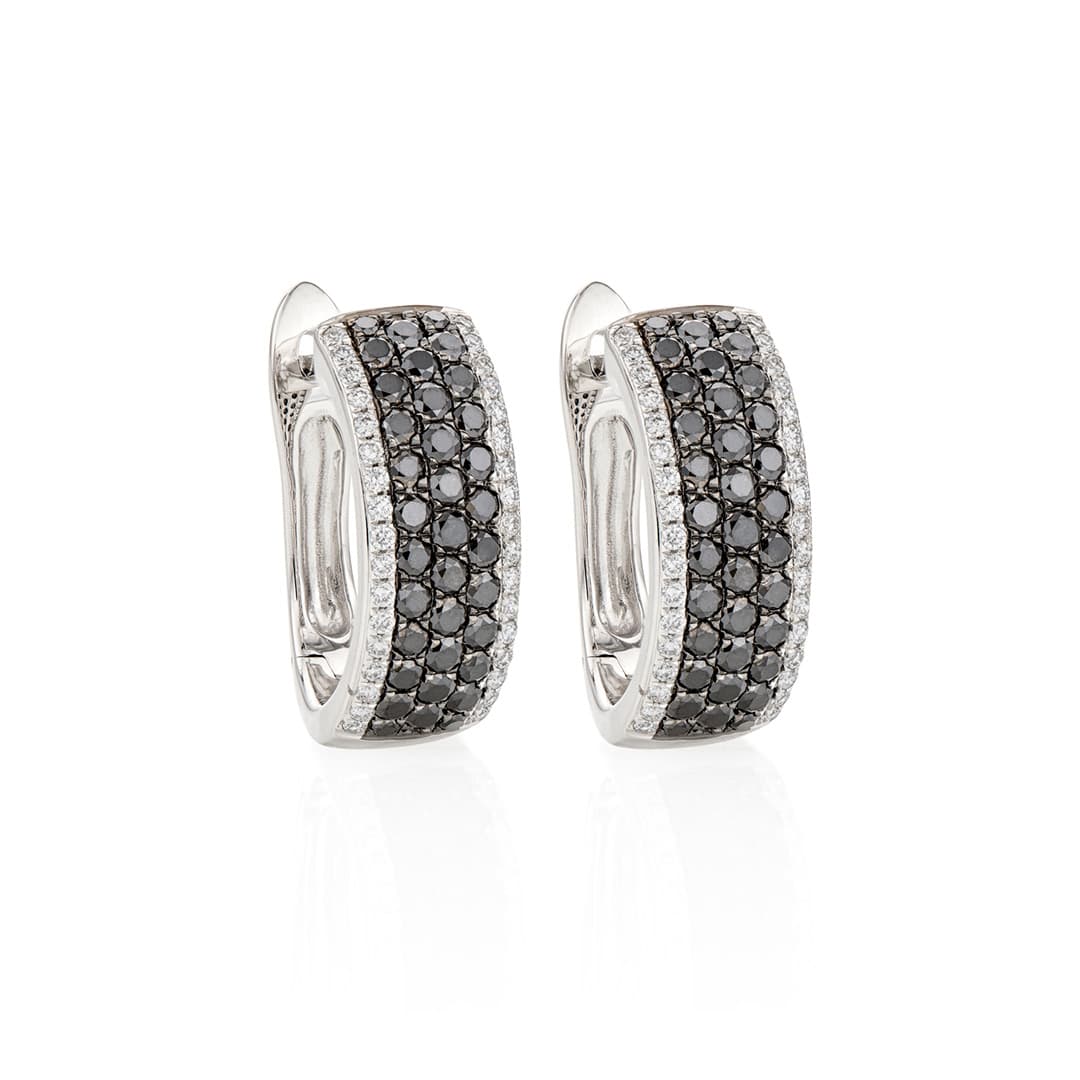 Black and White Diamond Half Hoop Earrings