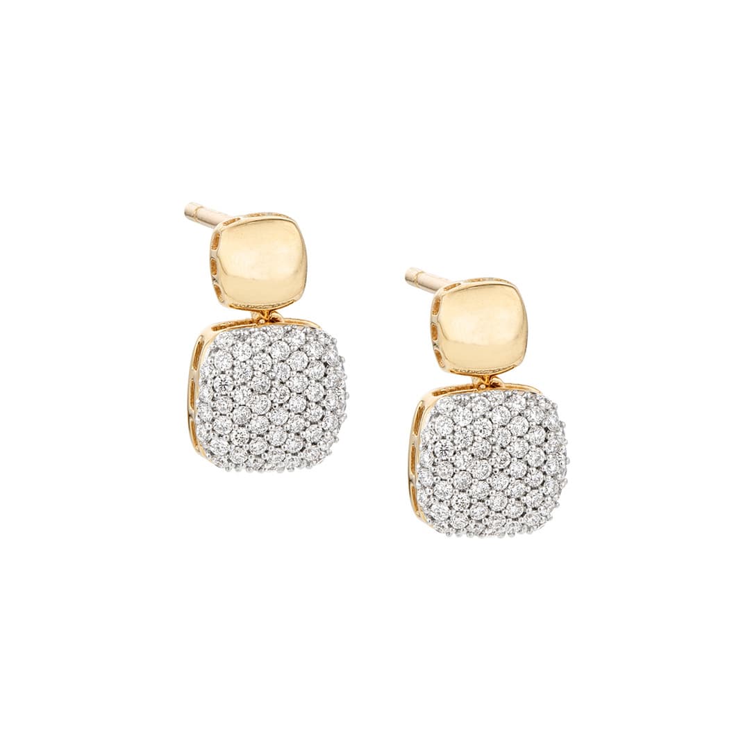 Diamond Cushion Drop Earrings