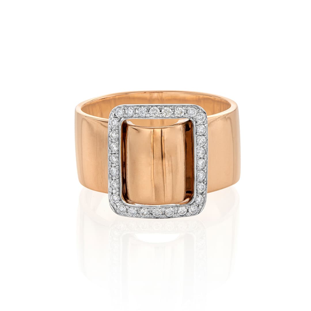 Diamond Buckle Rose Gold Ring 0