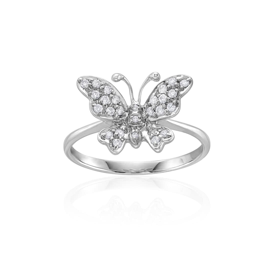 Diamond Butterfly Ring in White Gold 0