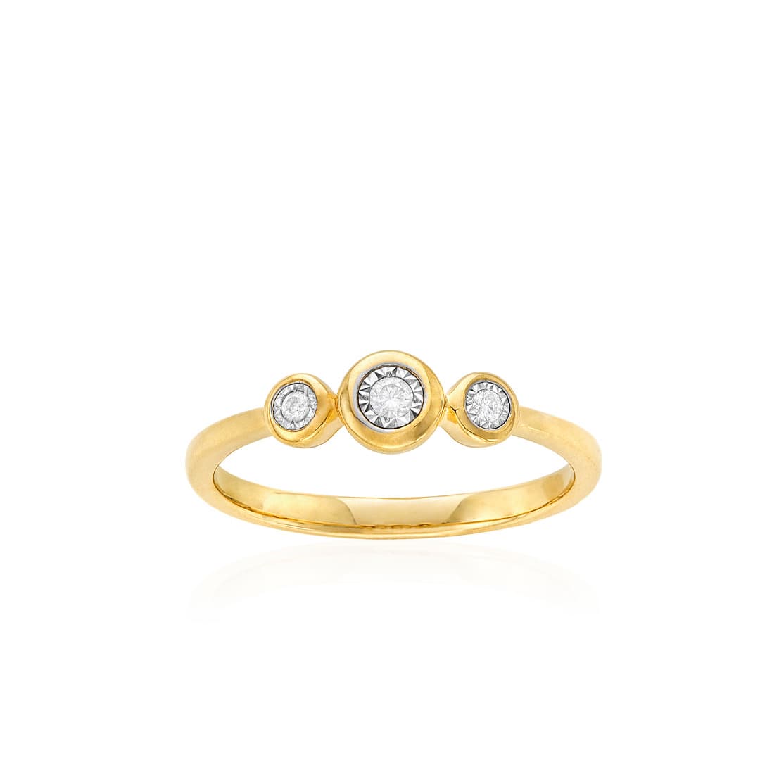 Three Stone Bezel Diamond Ring