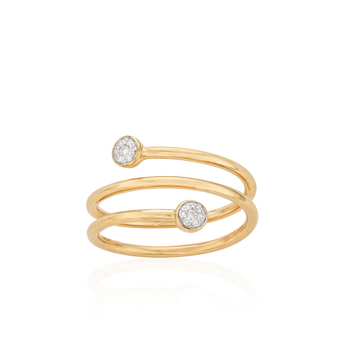 Three Row Gold Wrap Ring with Diamonds