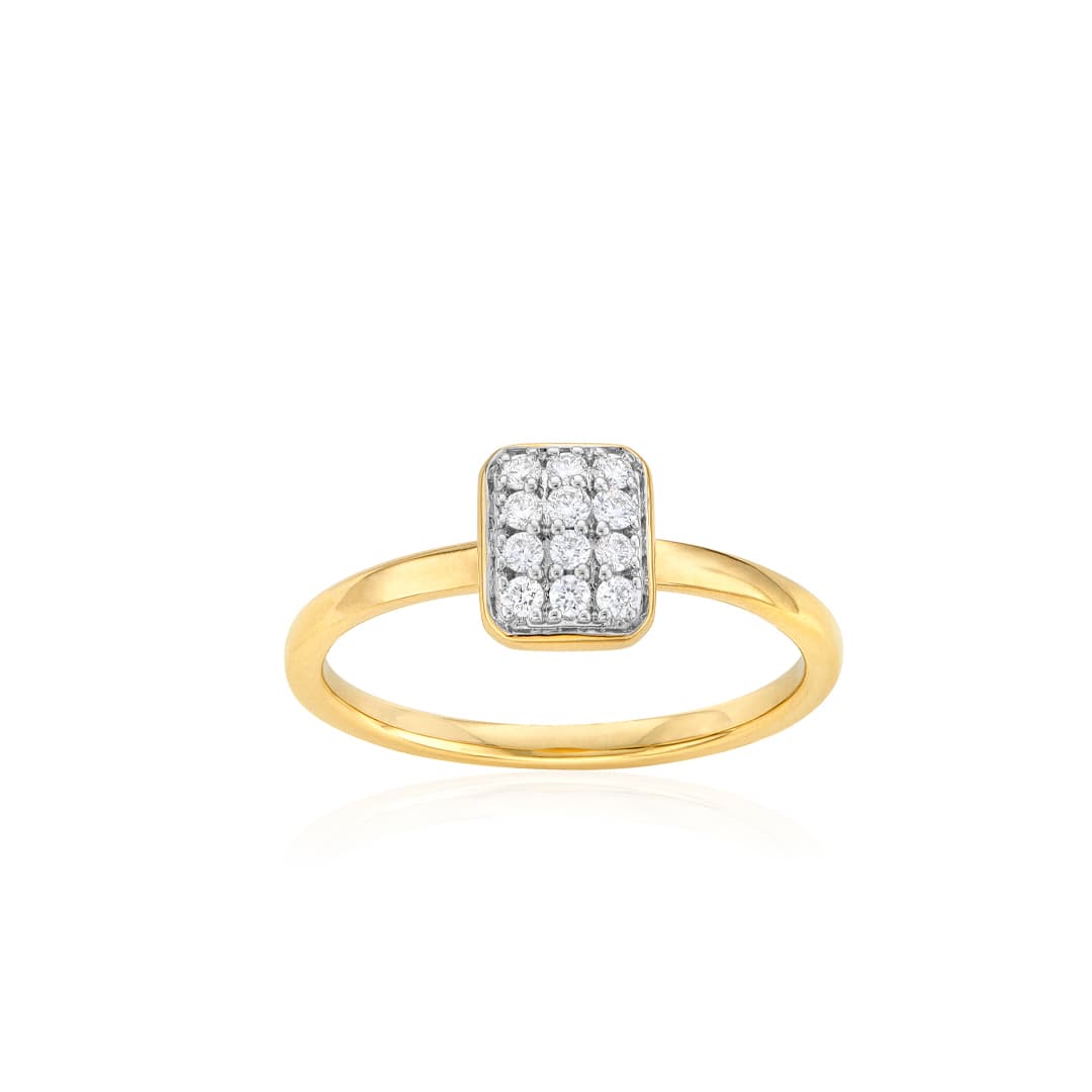 Yellow Gold Stacking Ring with Radiant Shaped Diamond Cluster 0